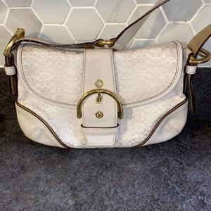 Authentic coach handbag, Soho signature, jacquard shoulder hobo.